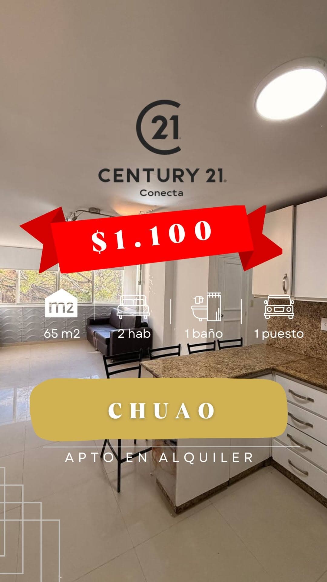 Apartamento amoblado en Chuao, 2 hab, 65 m2 - imagen 1